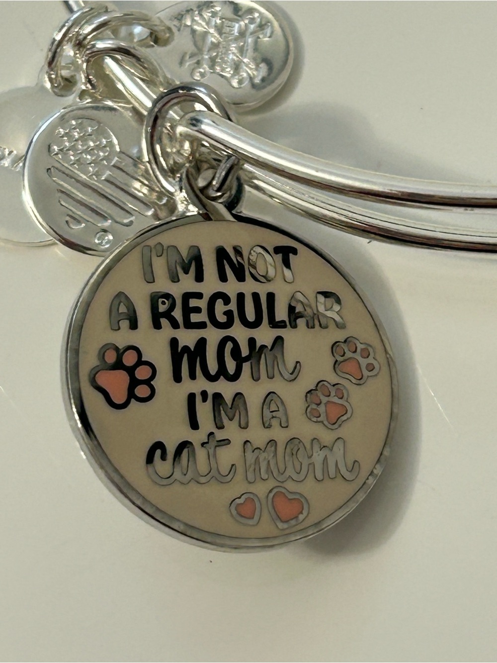 Cat Mom Enamel Charm Bracelet - Pink Accents